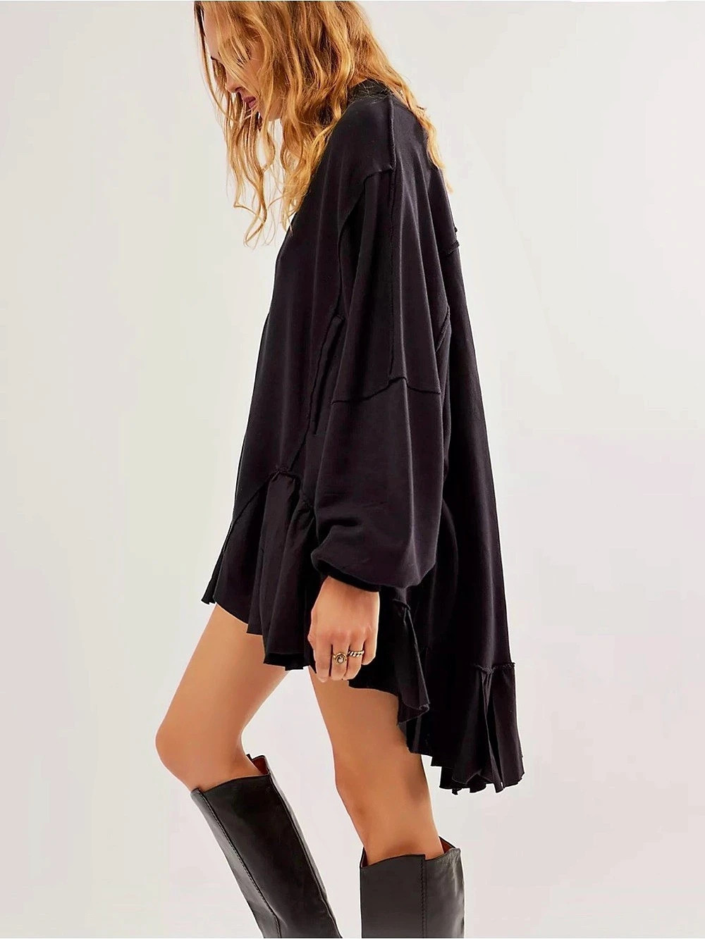 Free people rare Black Ruffle jacket